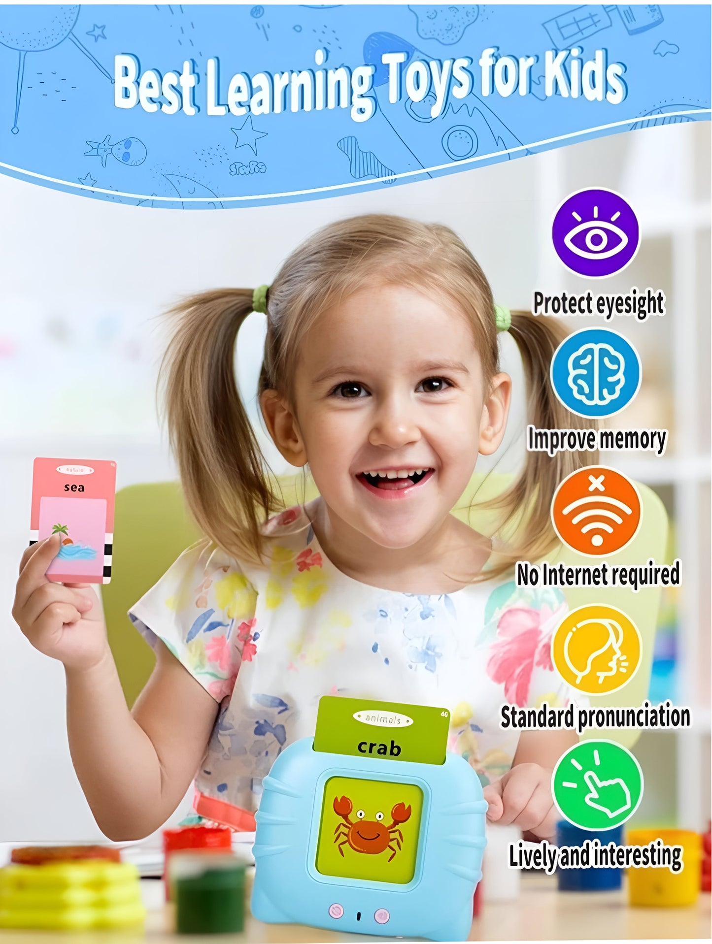 Kids Talking Flash Card Learning Machine | Early Educational Sound Device